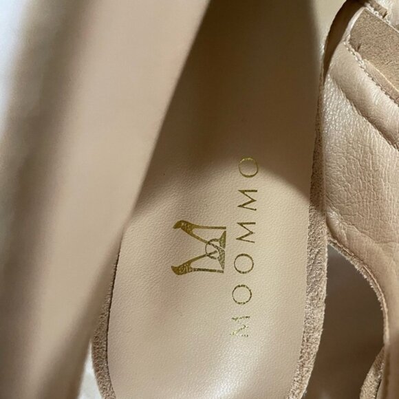 MOOMMO Women Heeled Sandals with Bow Peep Toe Chunky Block Low Heel Size 9 - Picture 6 of 11